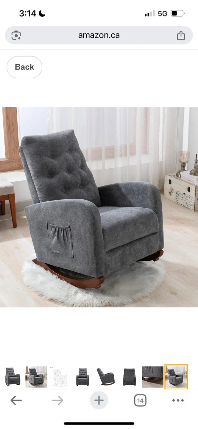 New Grey Nursery Rocking Chair image indicator(7)