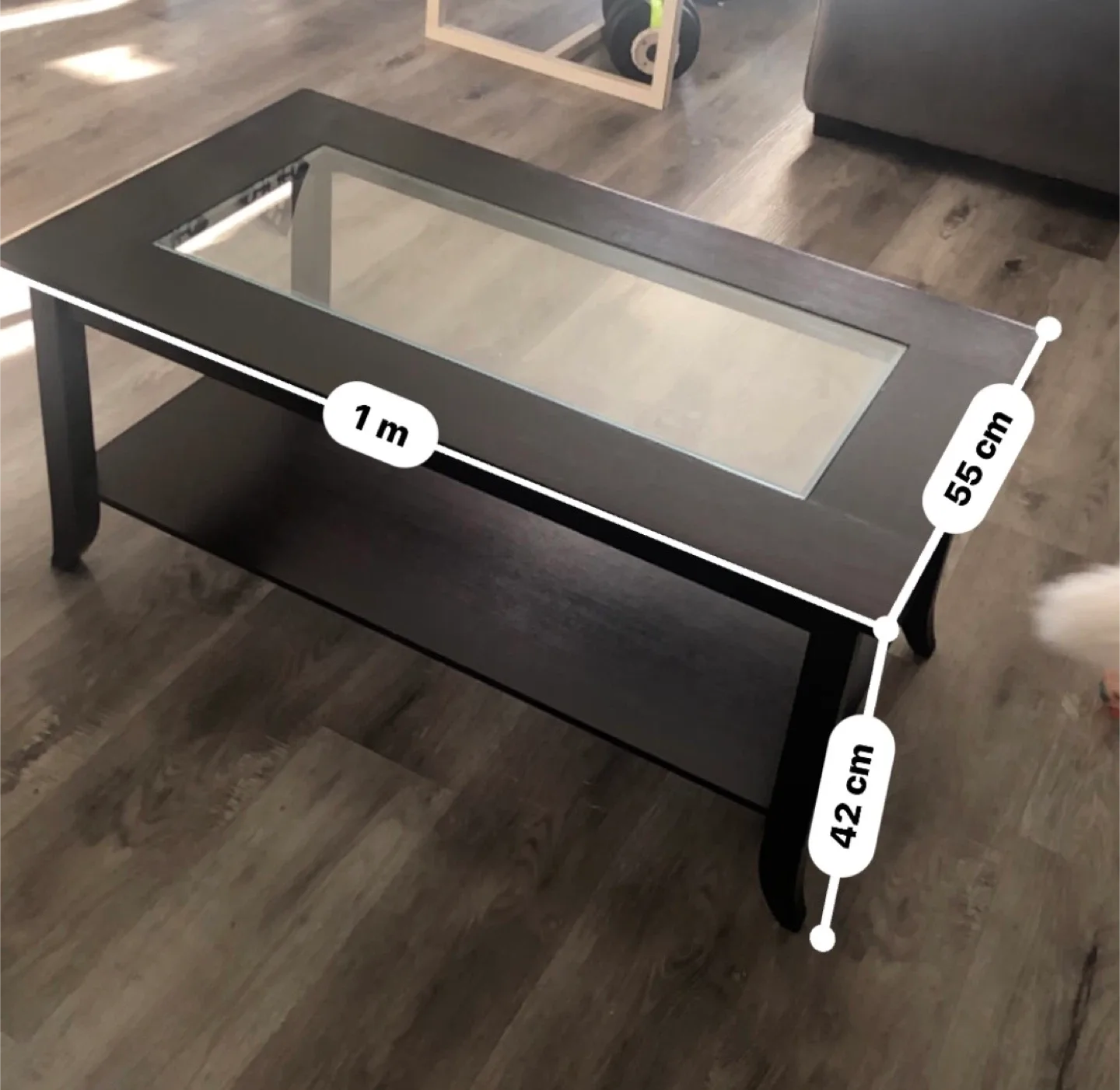 Dark Brown Coffee Table with Glass Top image indicator(2)