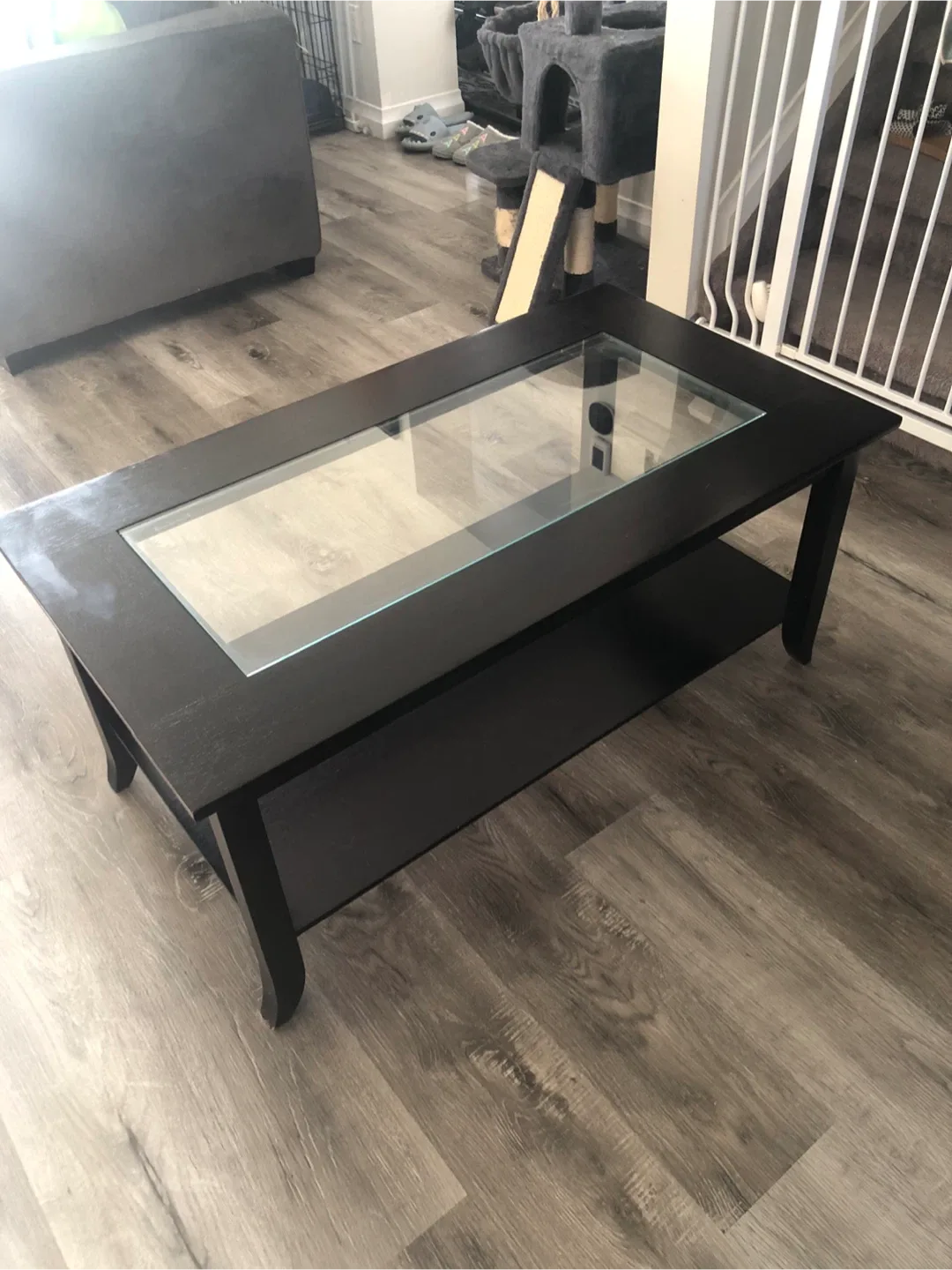 Dark Brown Coffee Table with Glass Top image indicator(4)