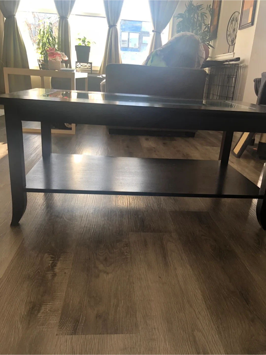 Dark Brown Coffee Table with Glass Top image indicator(3)