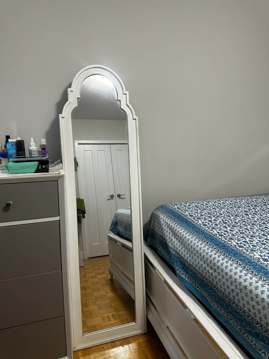 Full Length White Standing Mirror