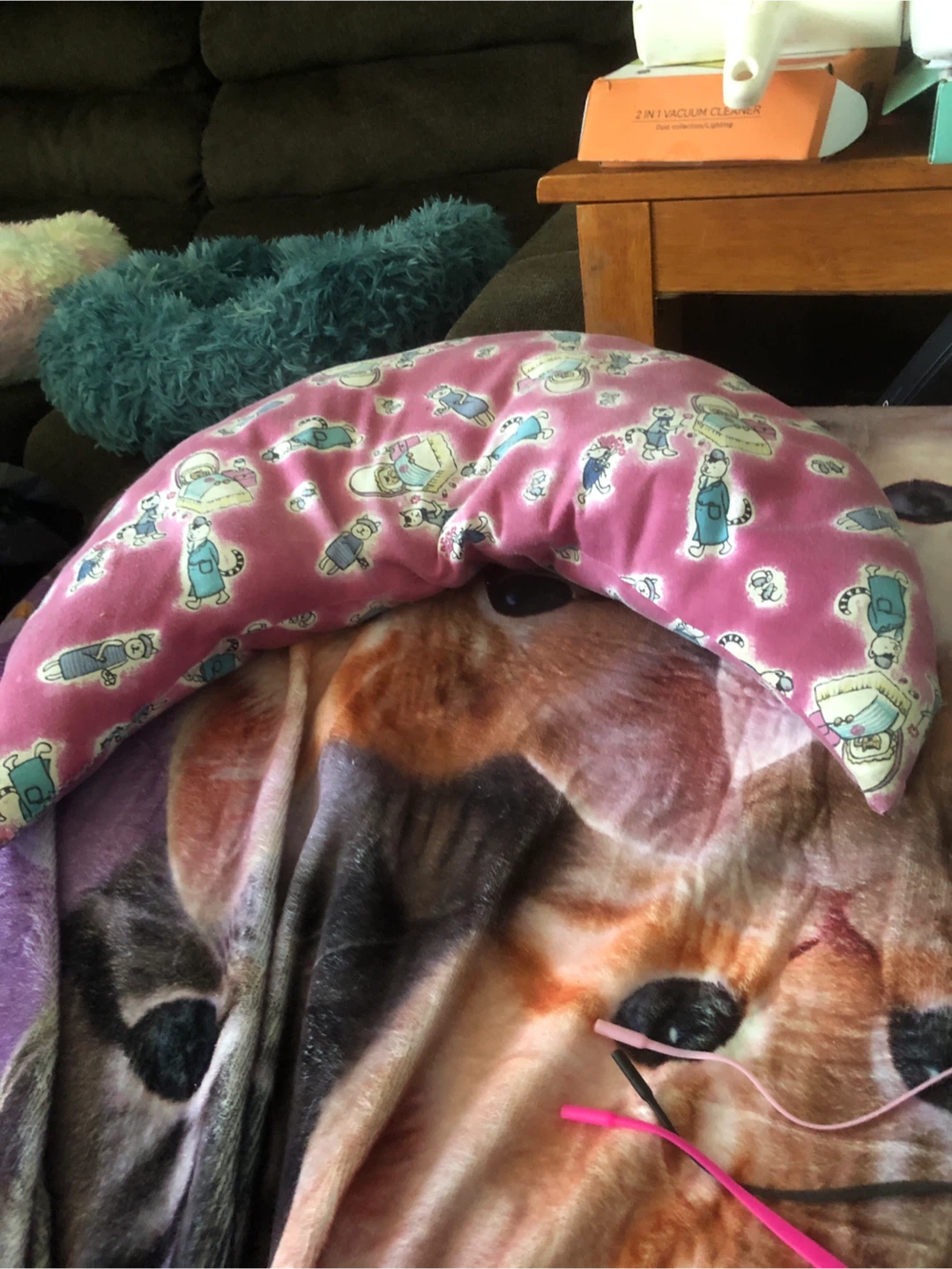 Pink Neck Pillow with Cartoon Design and nursery pillow