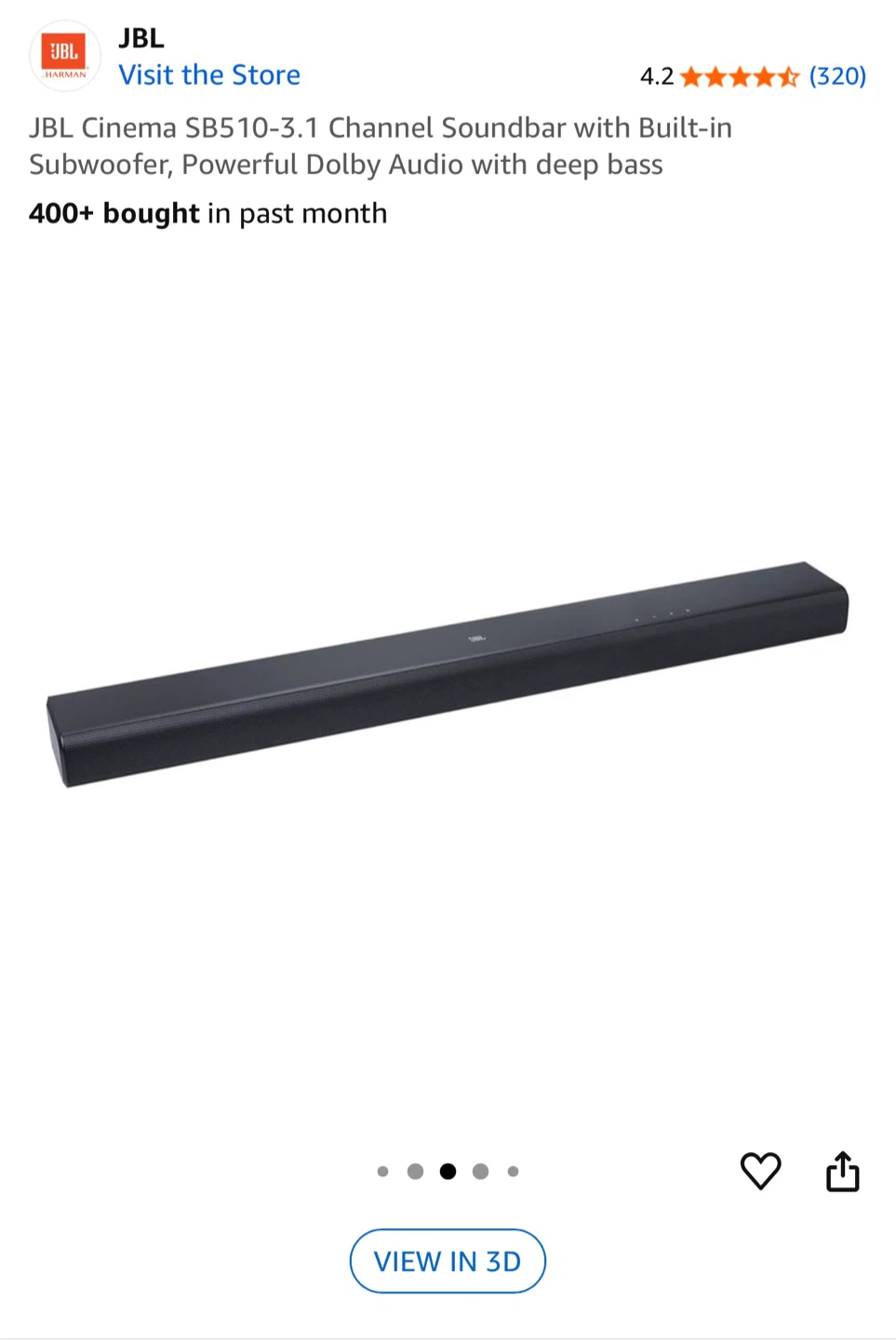 JBL Cinema SB510 3.1 Channel Soundbar - photo 3