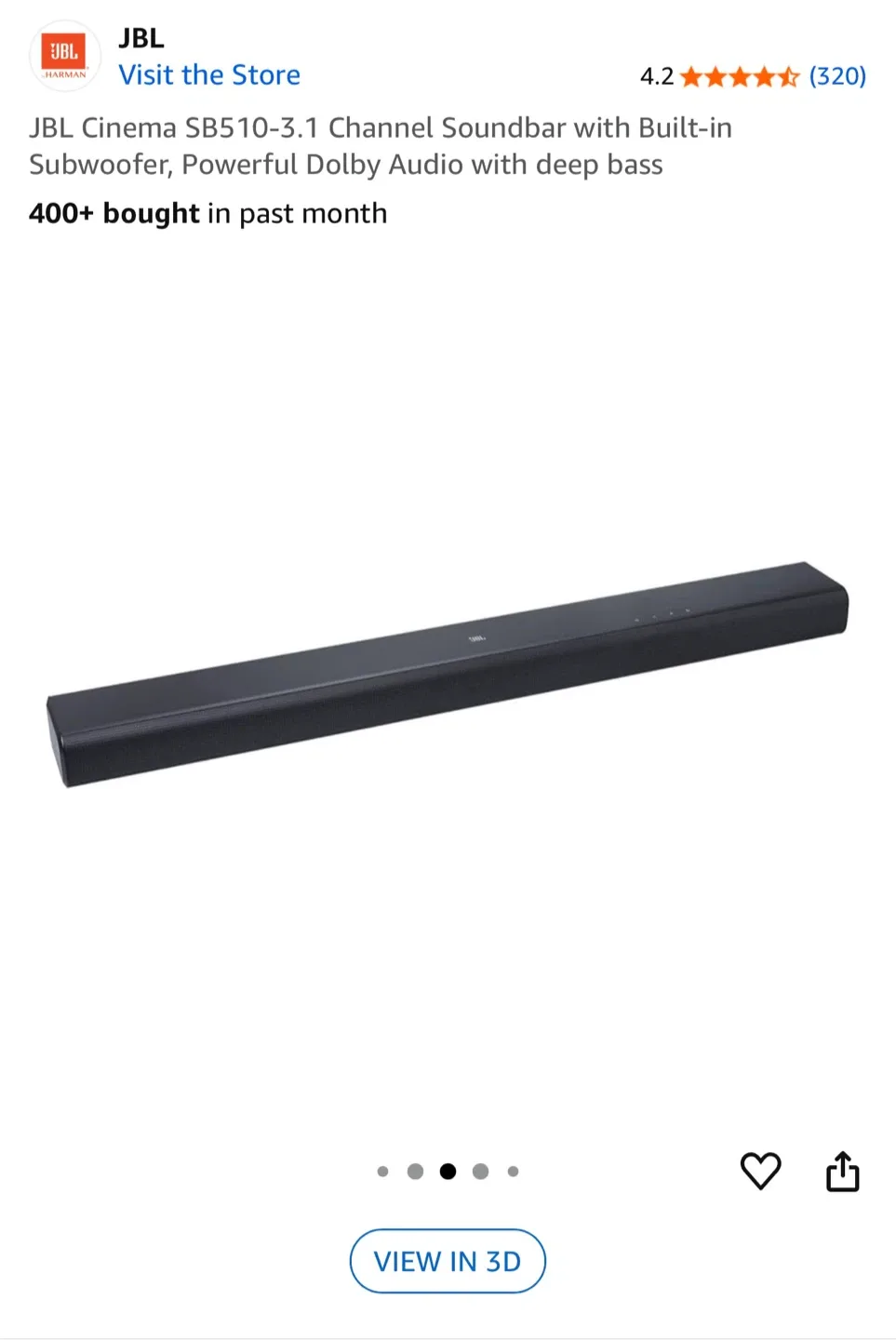 JBL Cinema SB510 3.1 Channel Soundbar image indicator(3)
