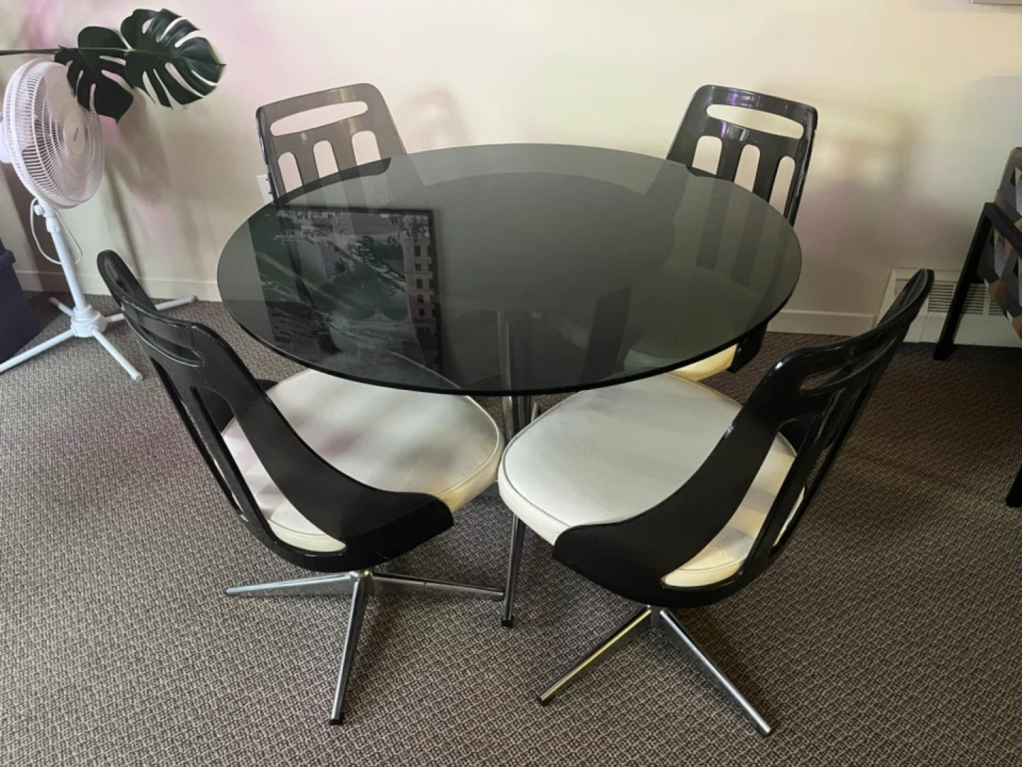 Round Glass Dining Table with 4 Chairs