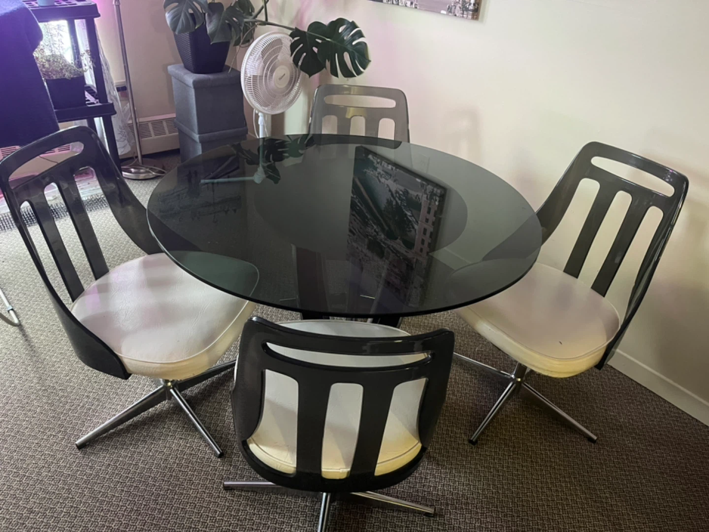 Round Glass Dining Table with 4 Chairs - photo 2