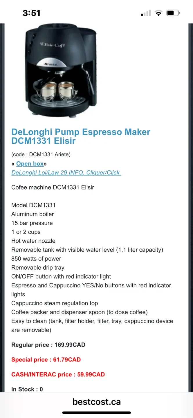 DeLonghi DCM1331 Elixir Espresso Maker image indicator(2)