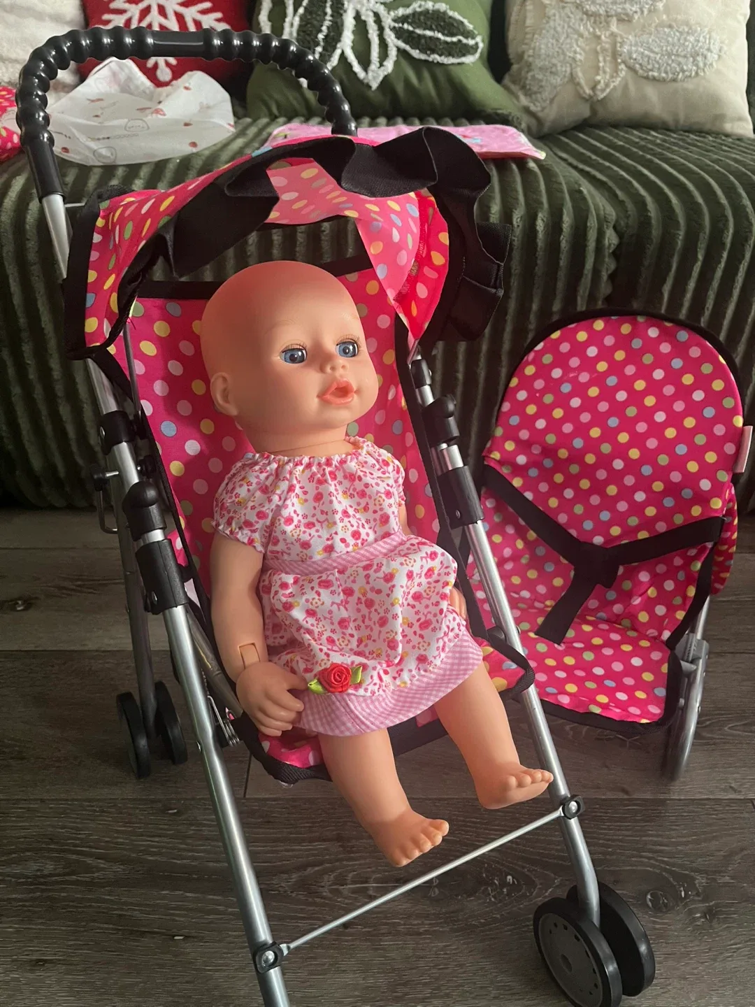 Doll + Accessories Set: Stroller, High Chair, More!