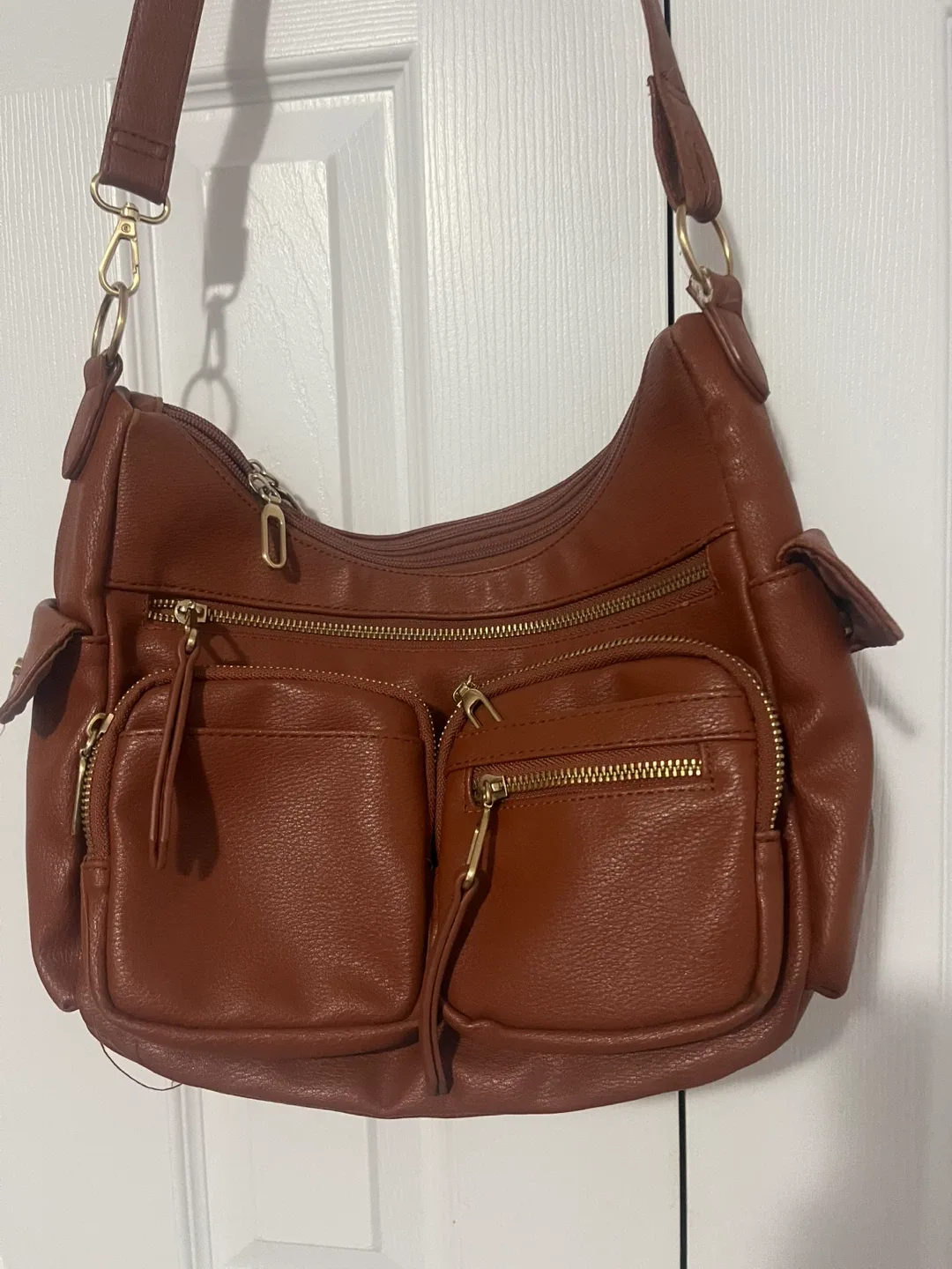 Adorno Brown Faux Leather Shoulder Bag - One Size