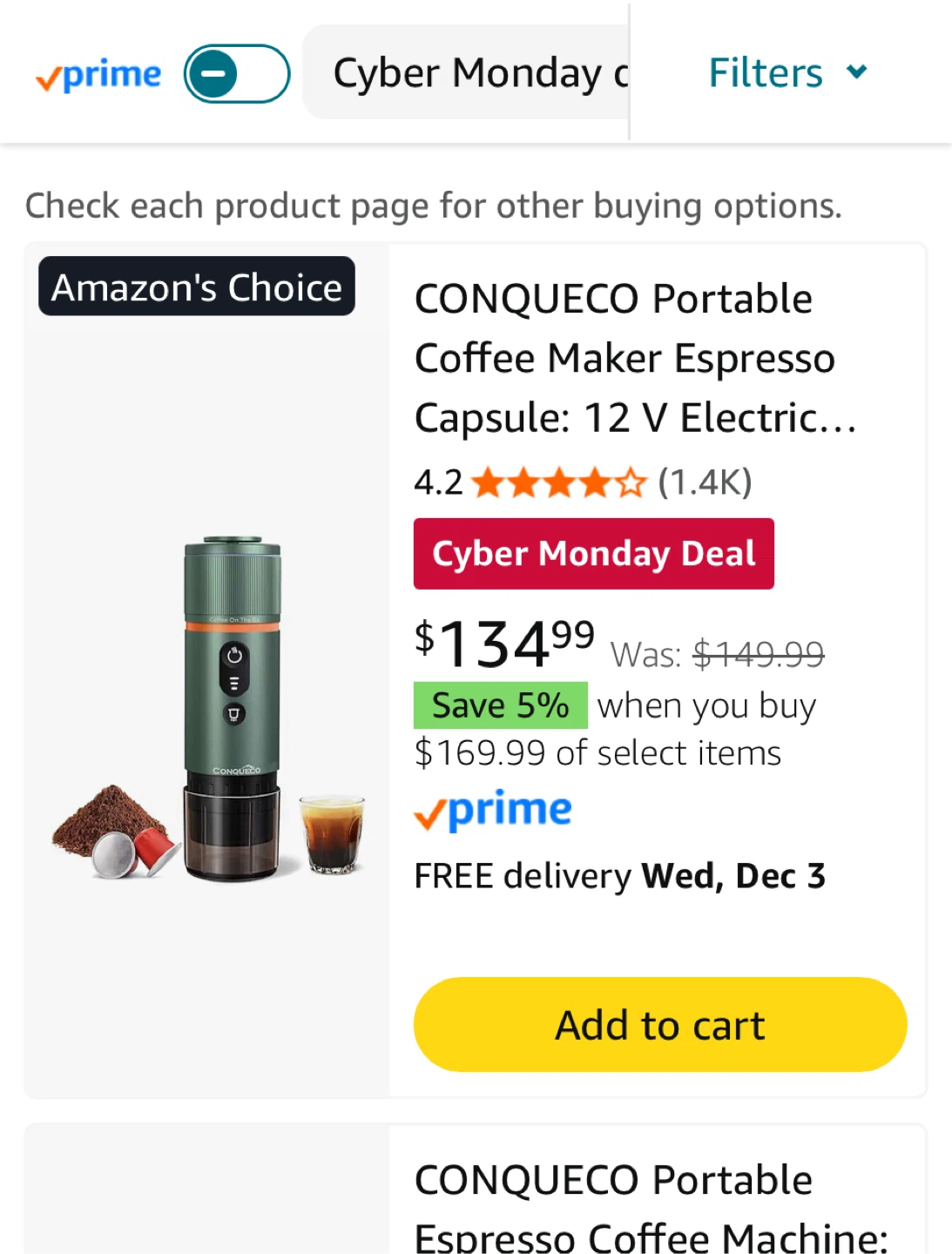 CONQUECO Portable Coffee Maker Espresso Capsule