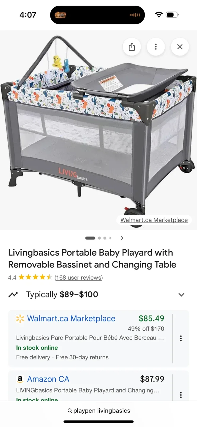 Livingbasics Playard with Bassinet & Changing Table