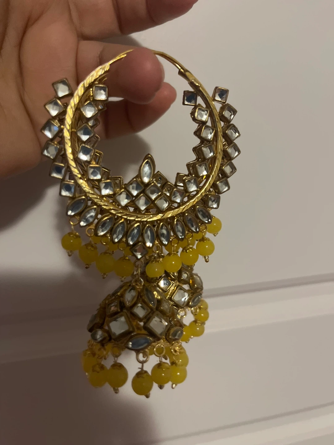 Earrings & Tikka Set - Gold & Yellow - photo 2