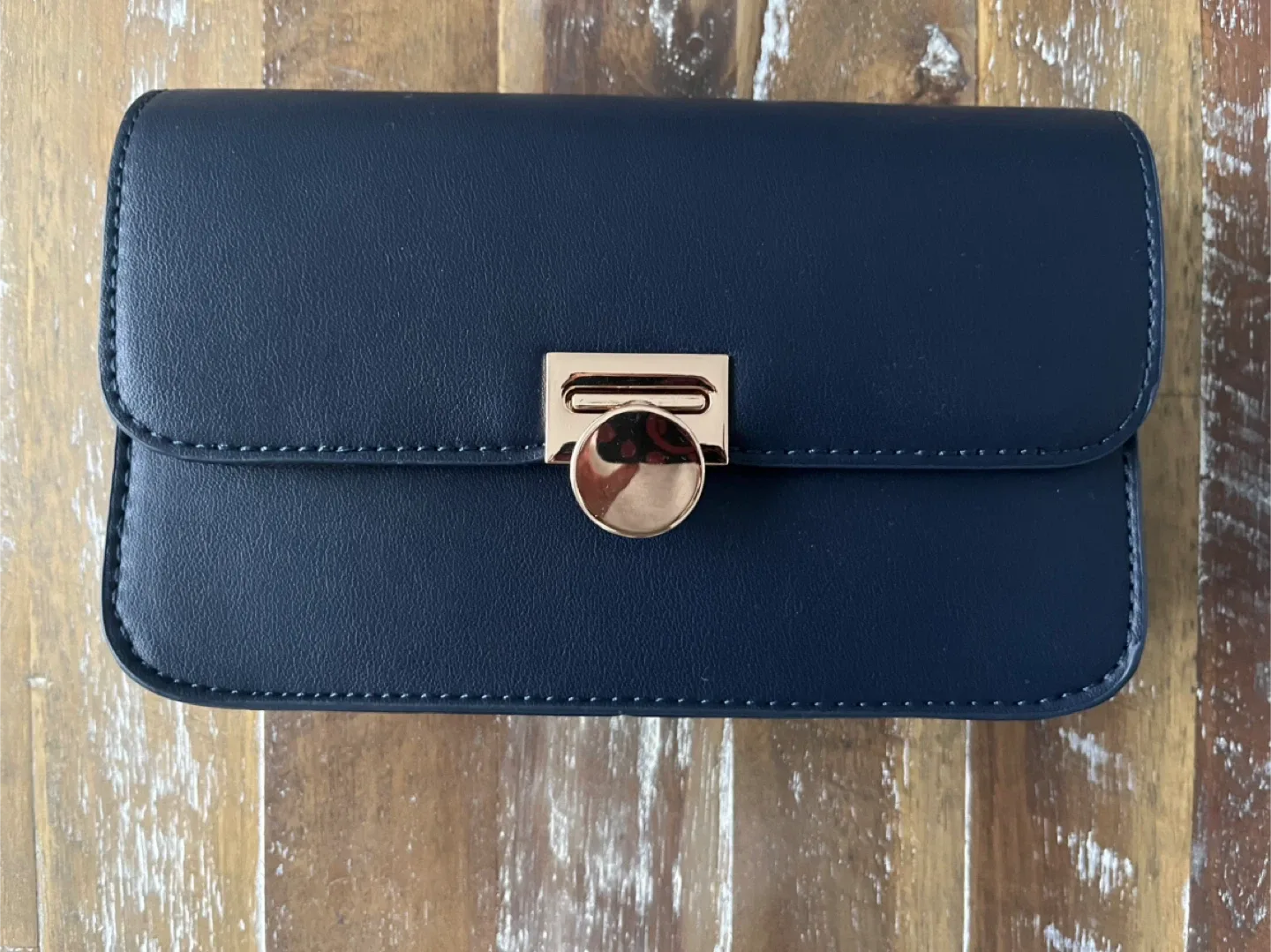 Navy Blue Crossbody Bag with Gold Chain image indicator(2)