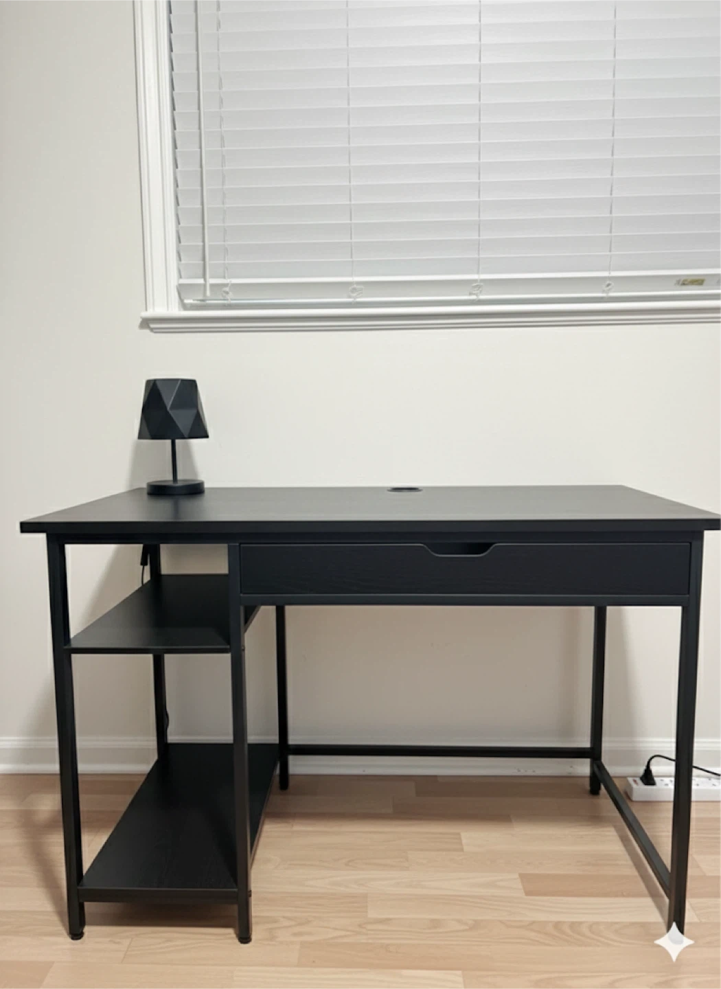 Black Desk with Drawer and Shelves - photo 2