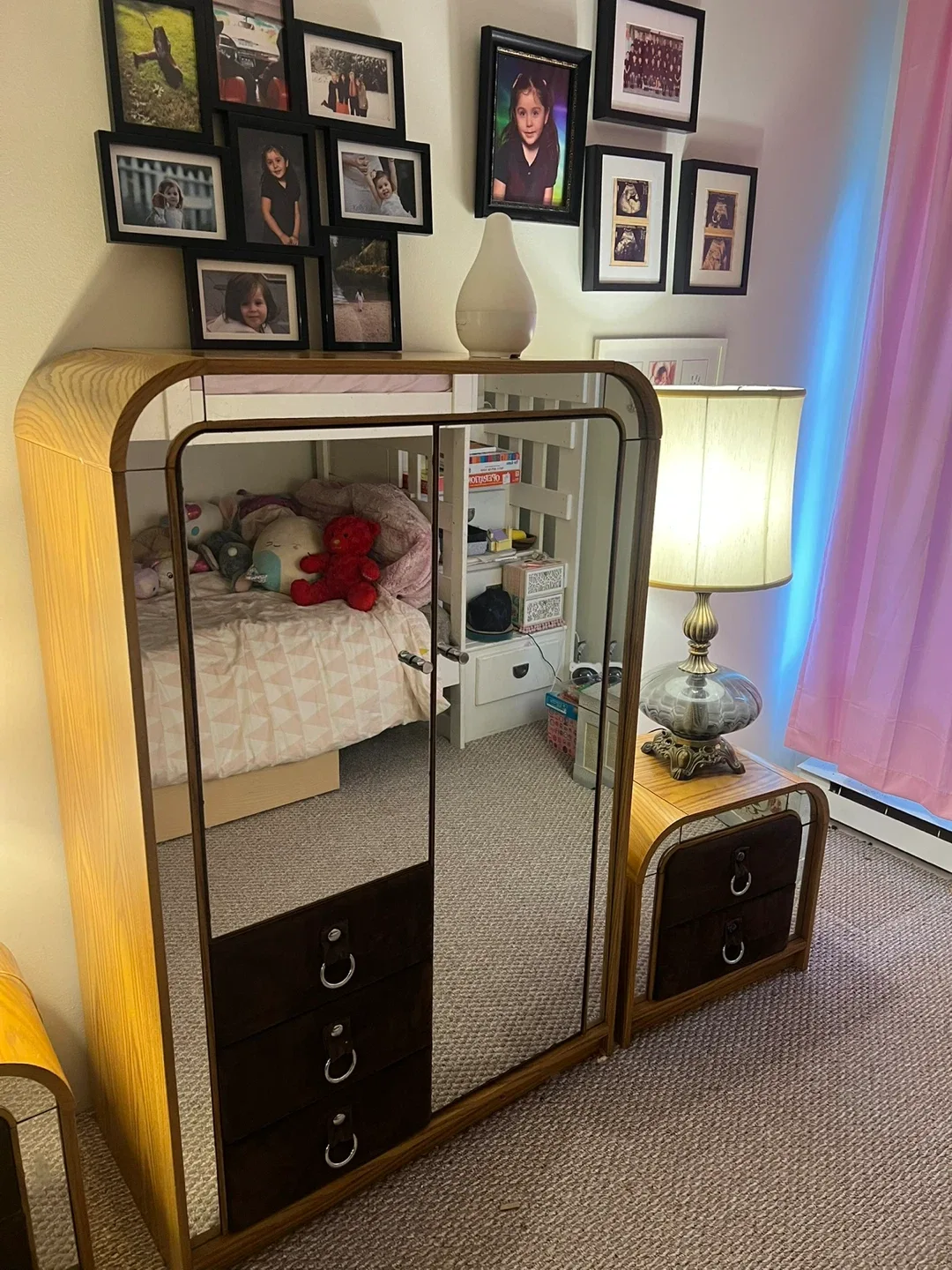 Vintage Vanity Set with Mirror and Nightstands