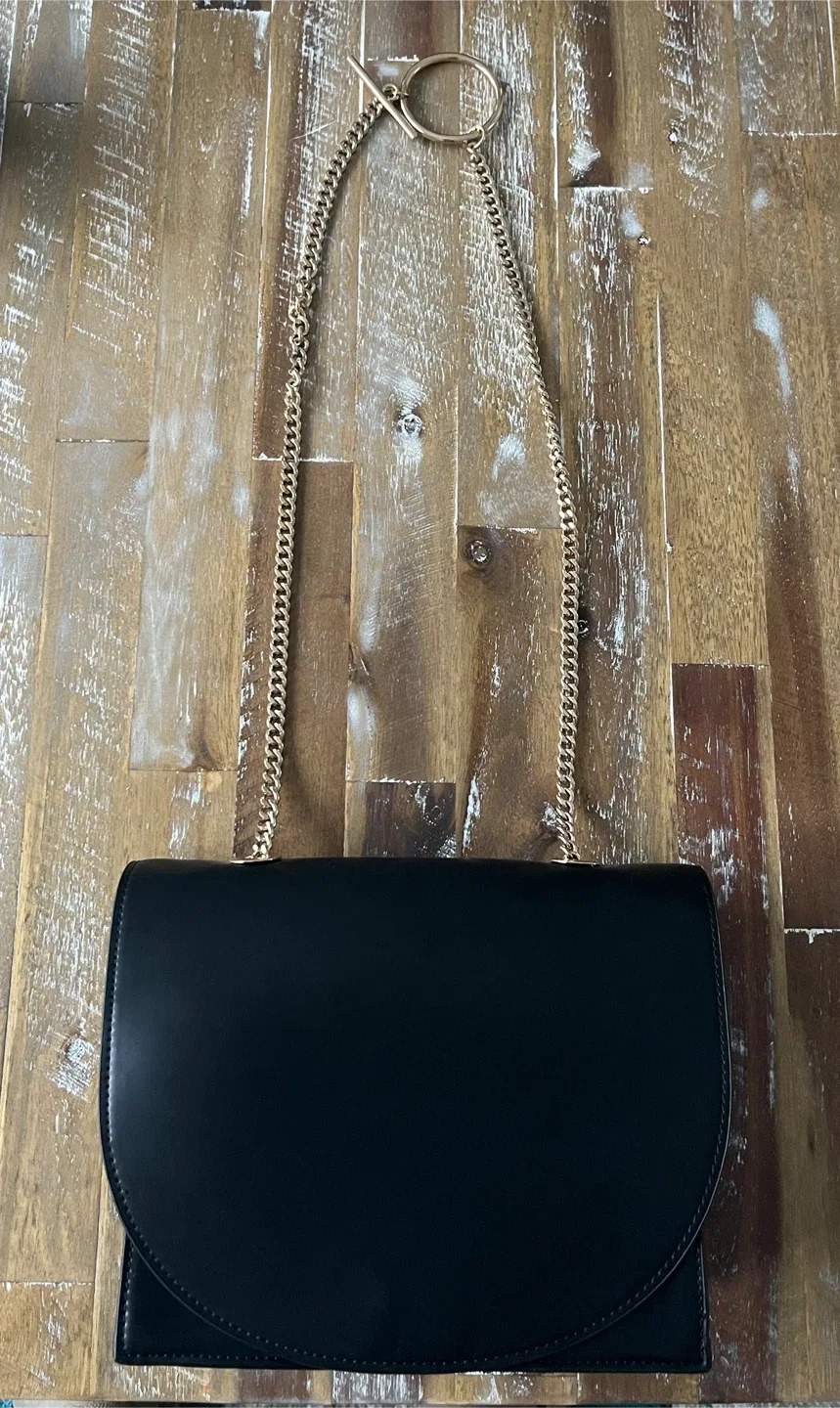 ZARA Black Shoulder Bag with Gold Chain