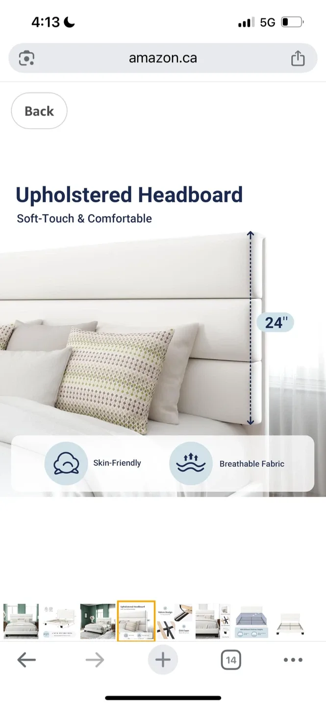 New Queen Size White Upholstered Platform Bed Frame image indicator(4)