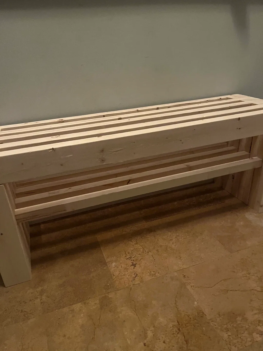 Wooden Slatted hallway bench image indicator(2)
