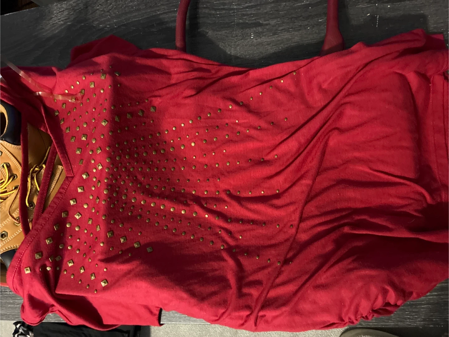 Burgundy Tote Bag and red shirt - photo 2