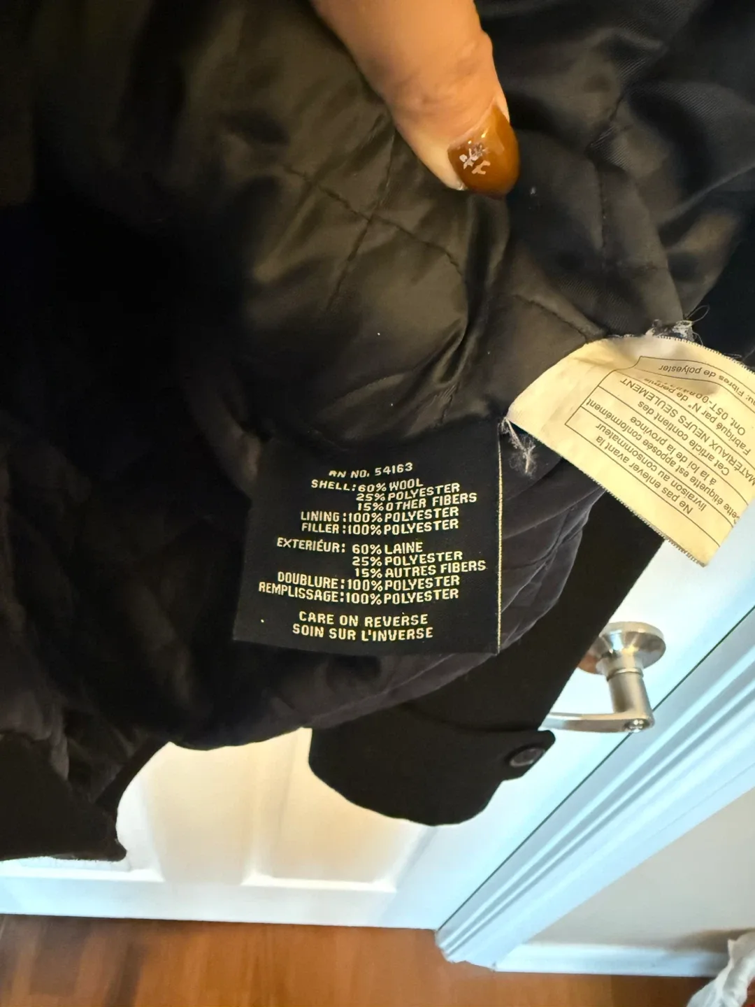 Tommy Hilfiger Black Wool Coat - Size L image indicator(3)