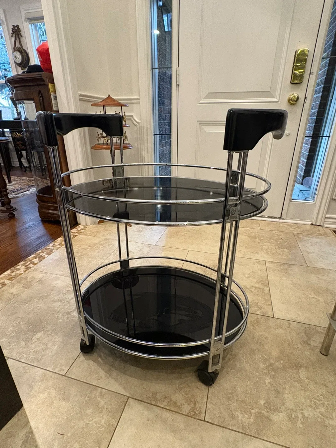 Bar Cart - Chrome and Black