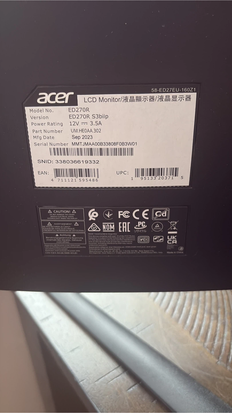 Acer ED270R Curved LCD Monitor