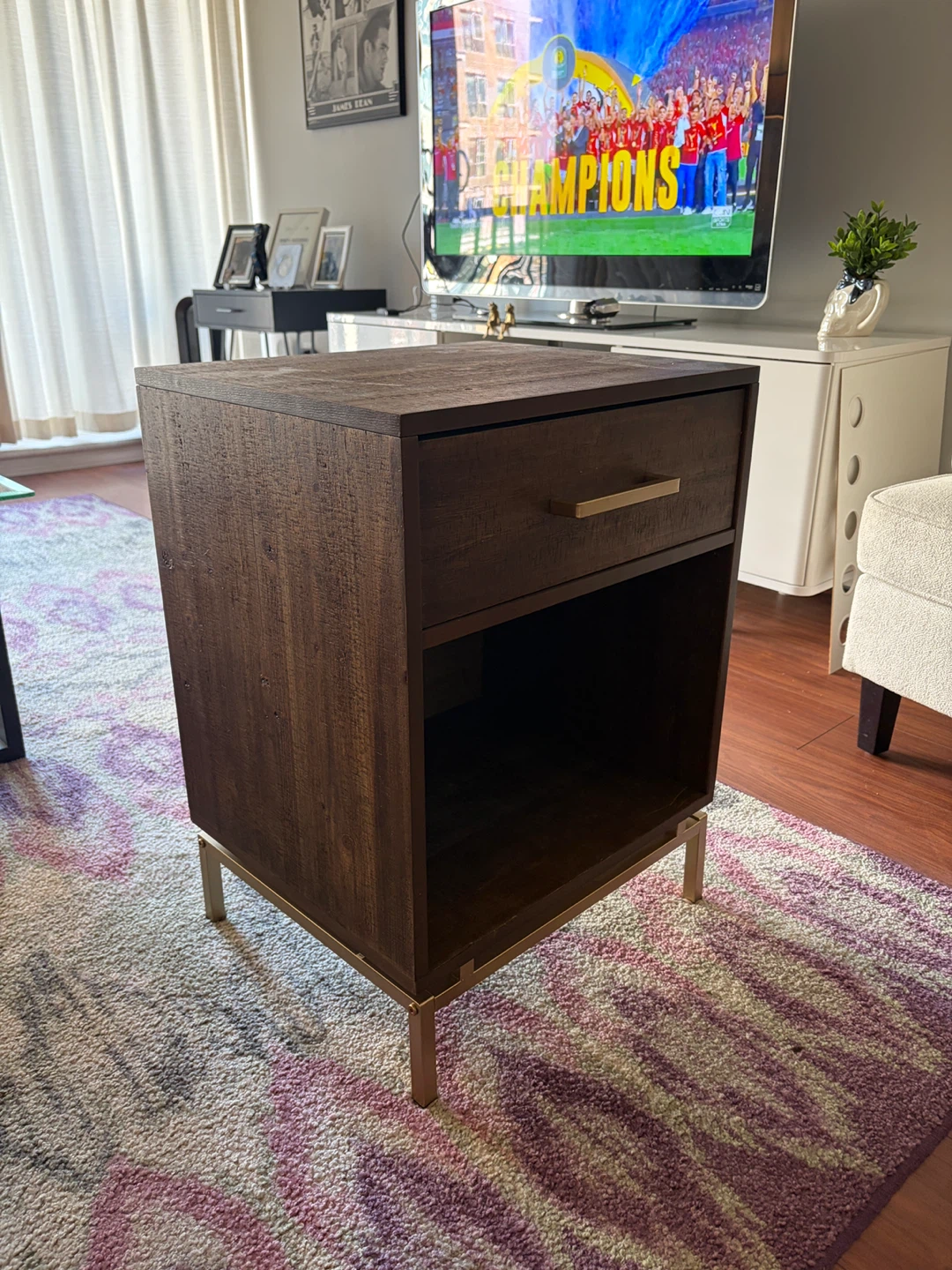 Wood Nightstand with Drawer - photo 2