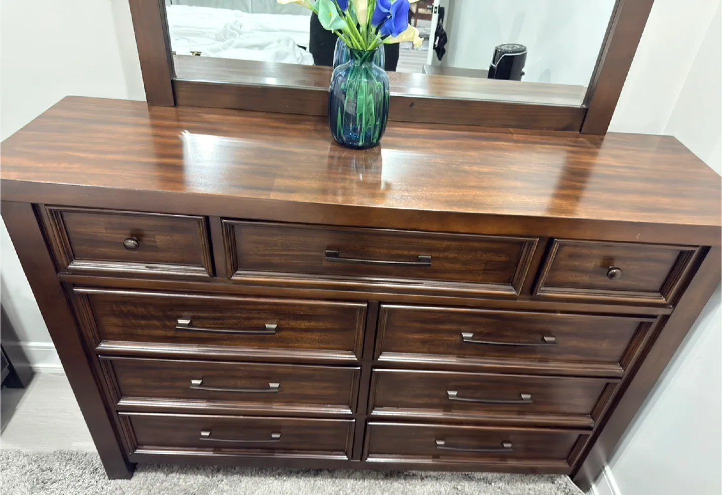 Matching King size bed framed Dresser with Mirror.