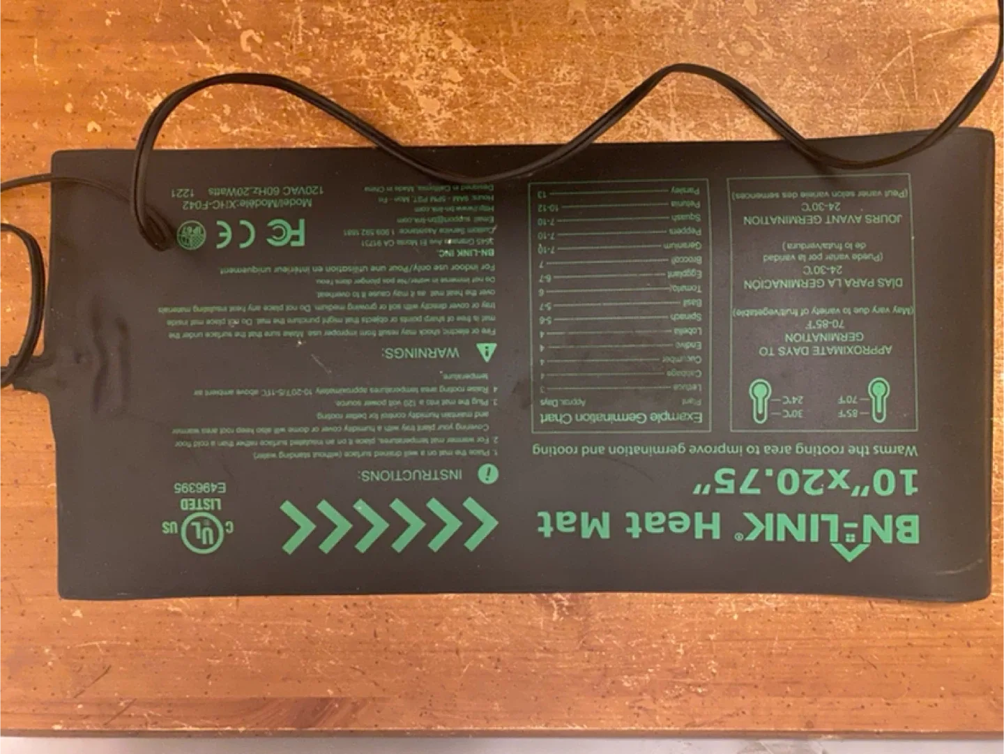 BN-LINK Indoor Gardening Heat Mat 10"x20.75"