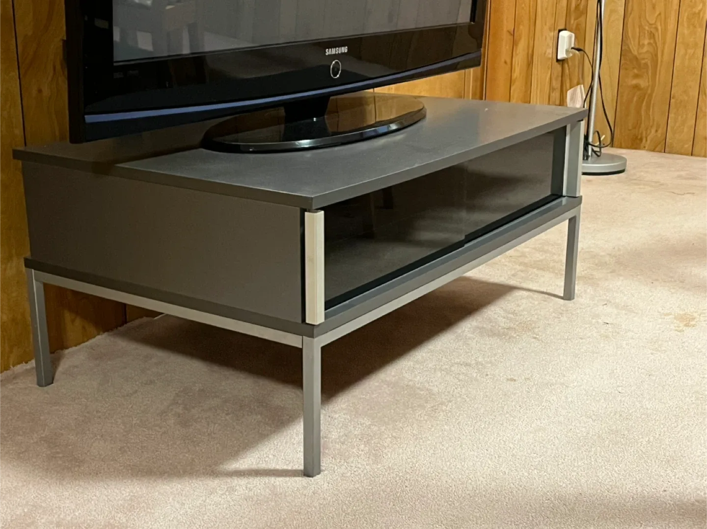Grey TV Stand with Metal Legs