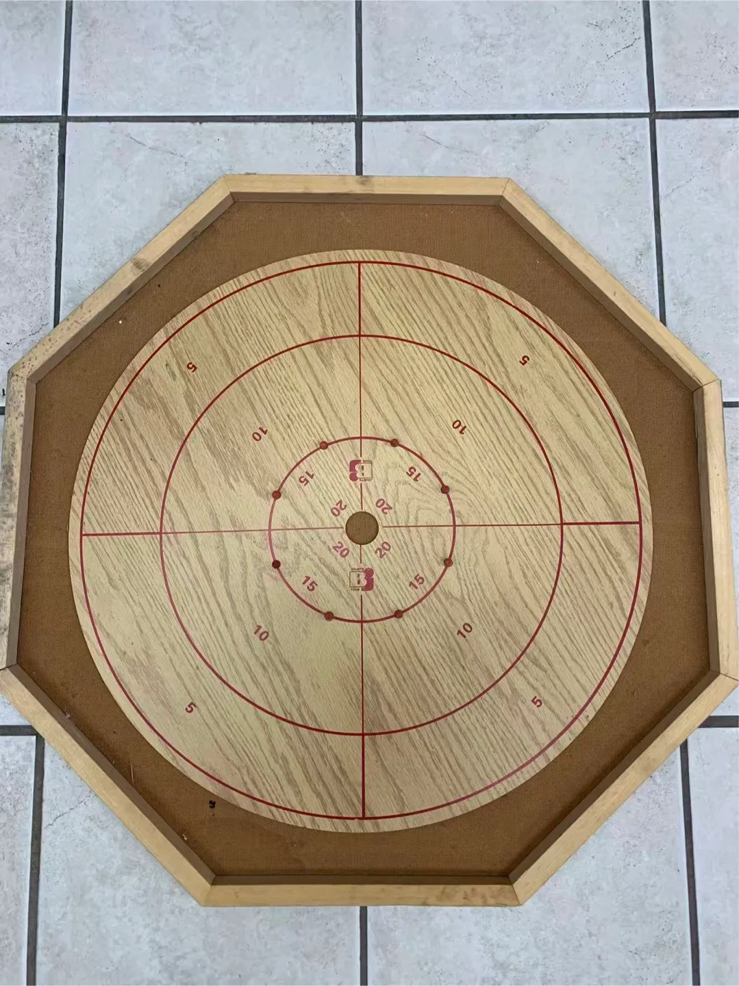 Vintage Octagonal Crokinole Board & Chess Board image indicator(2)