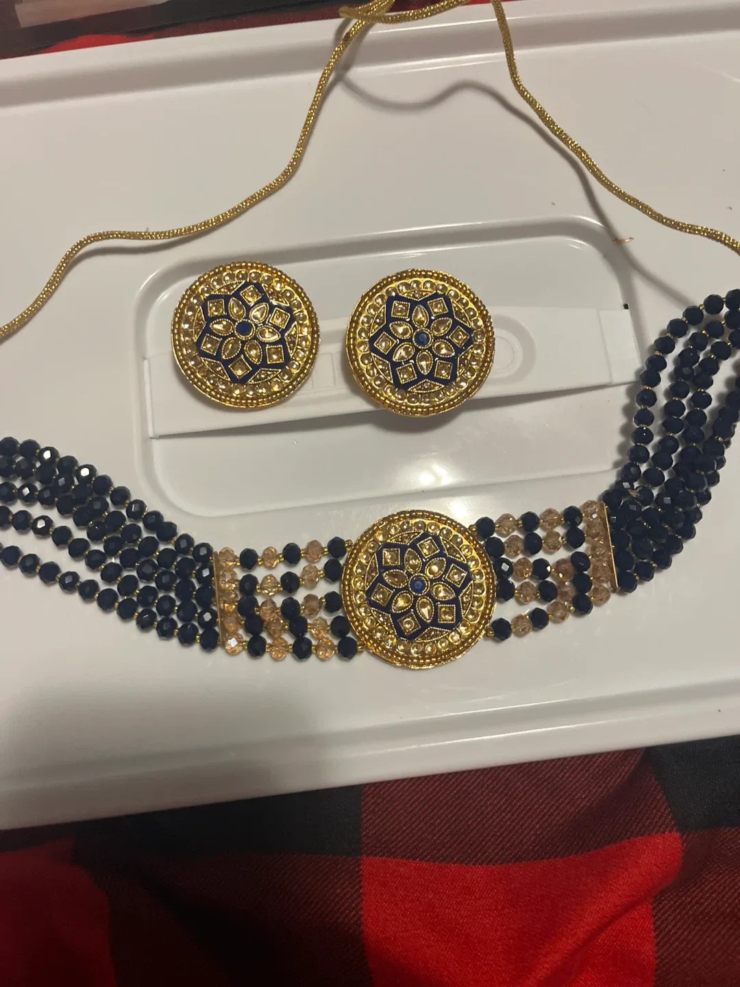 Necklace and Earring Set - Blue & Gold