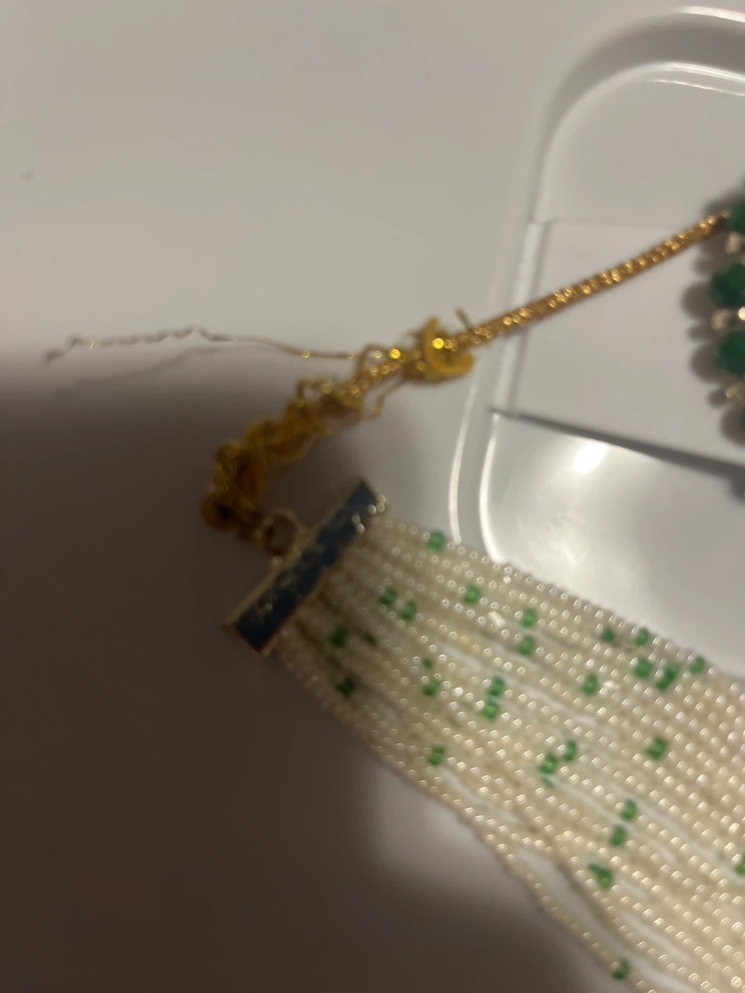 Choker and Earring Set - Green and Gold - photo 2