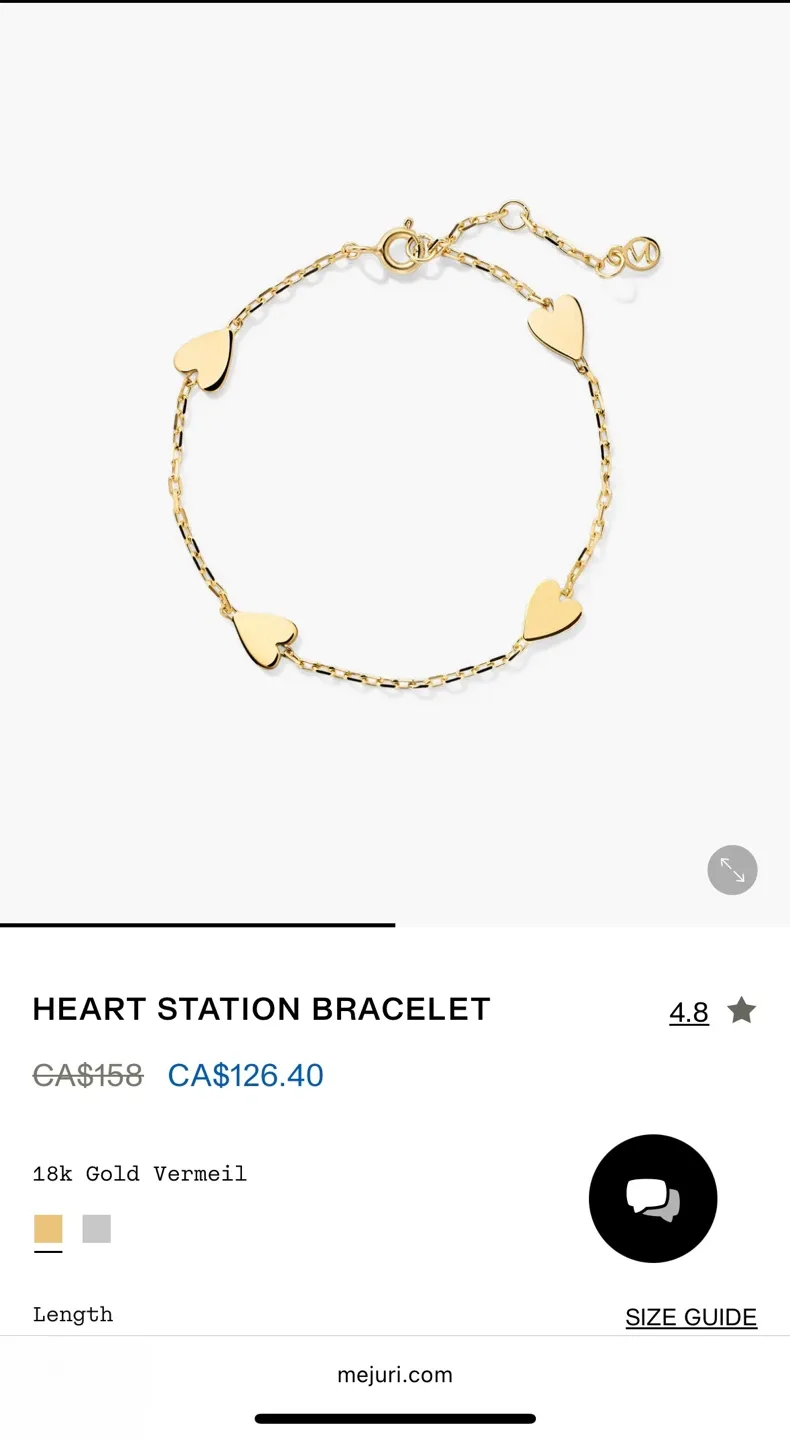 Mejuri Heart Station Bracelet - Gold Vermeil $100