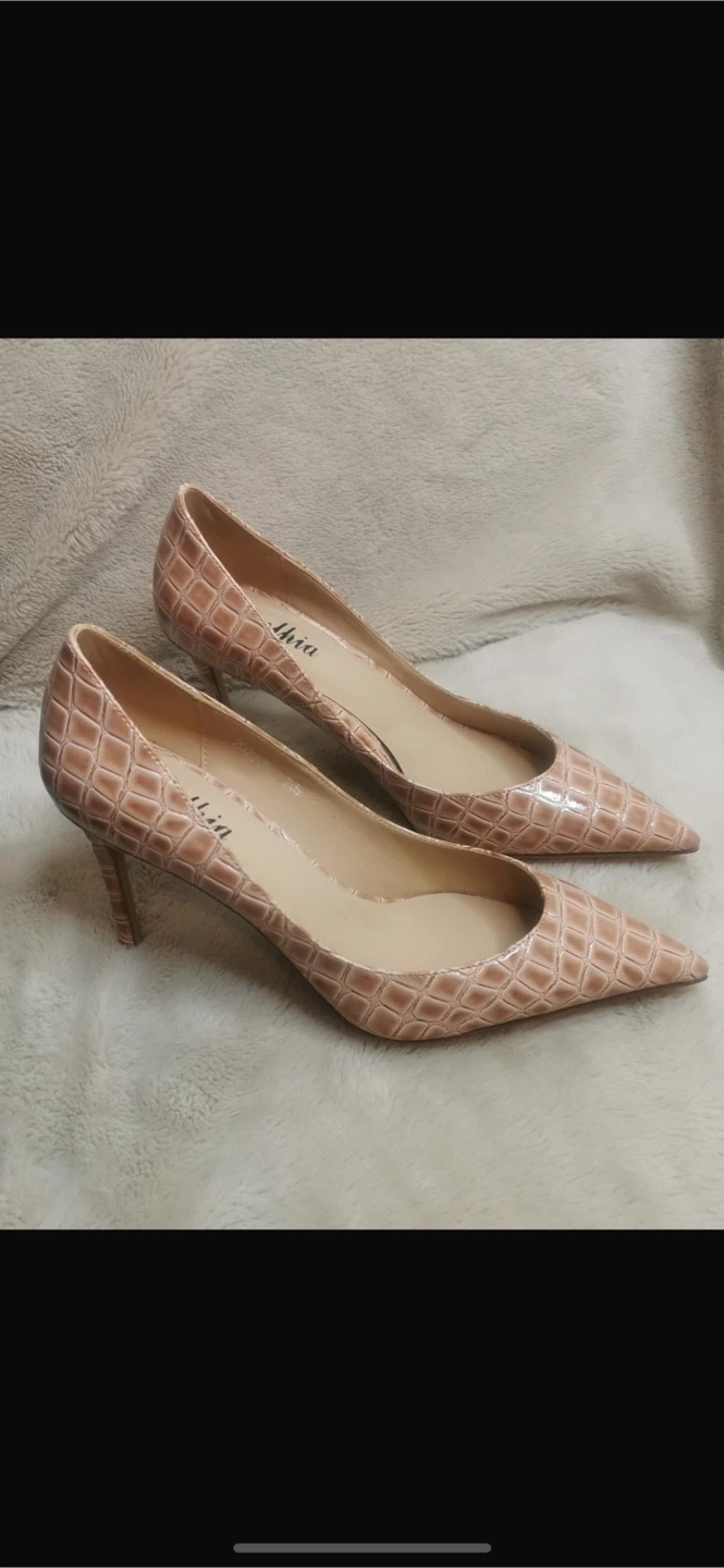 NEW! krelhia Dark Latte Croco High Heel Leather Pumps - Size 7.5 - photo 5