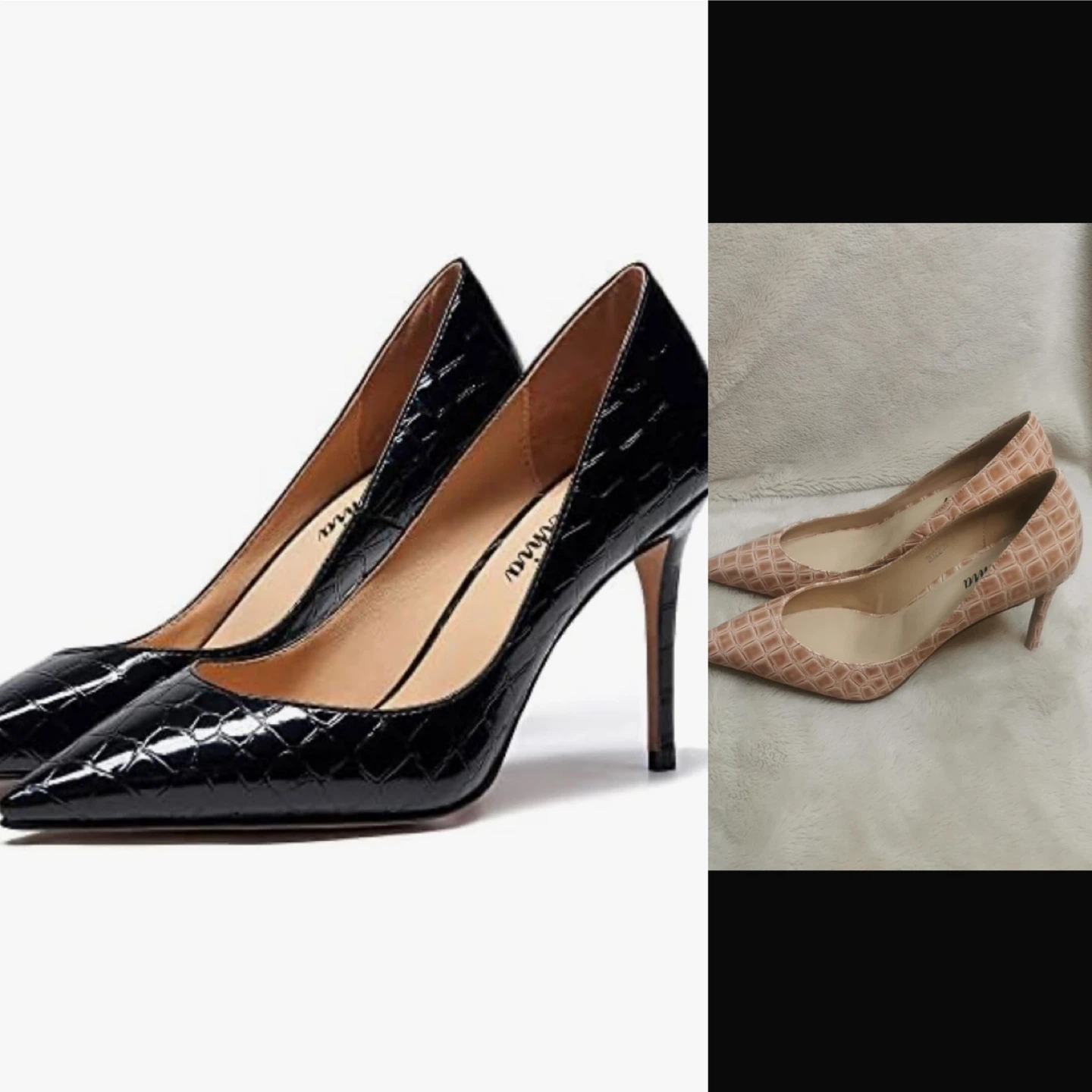 NEW! krelhia Dark Latte Croco High Heel Leather Pumps - Size 7.5 - photo 4