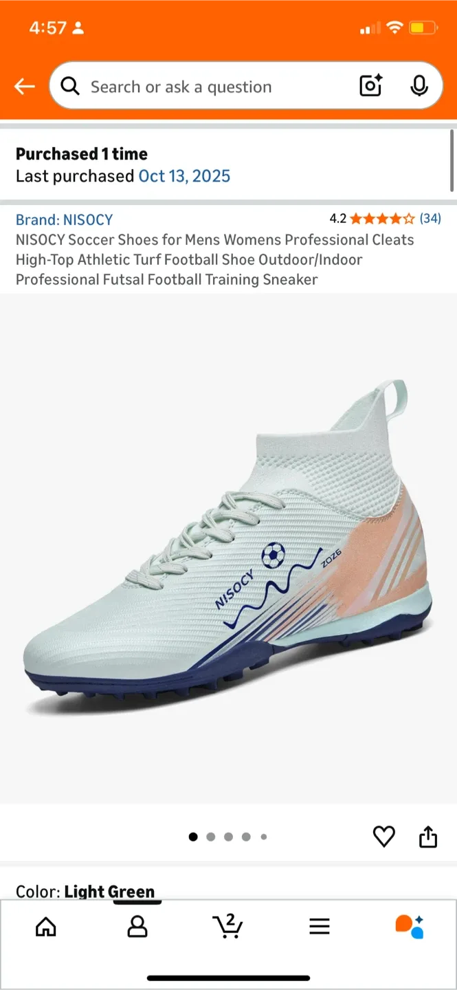 NISOCY Turf Shoes - Light Teal size 7.5