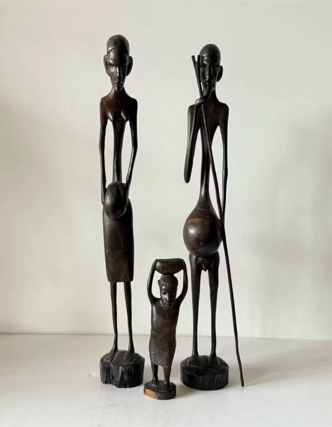 Wooden African Figurines - Set of 3