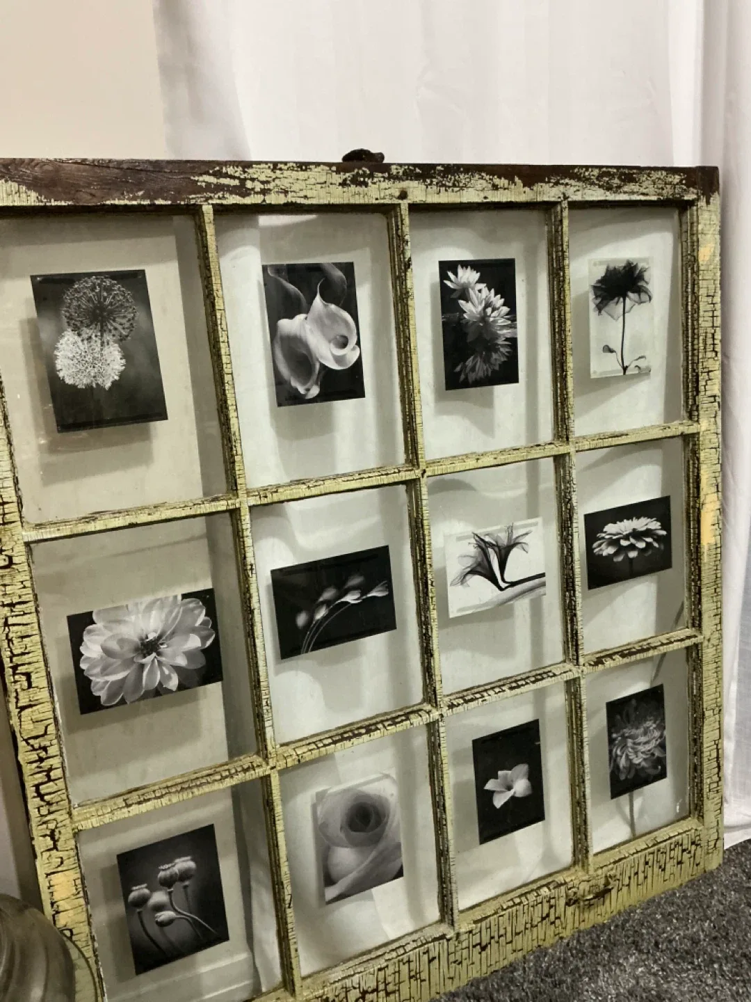 Vintage Window Frame with Floral Prints