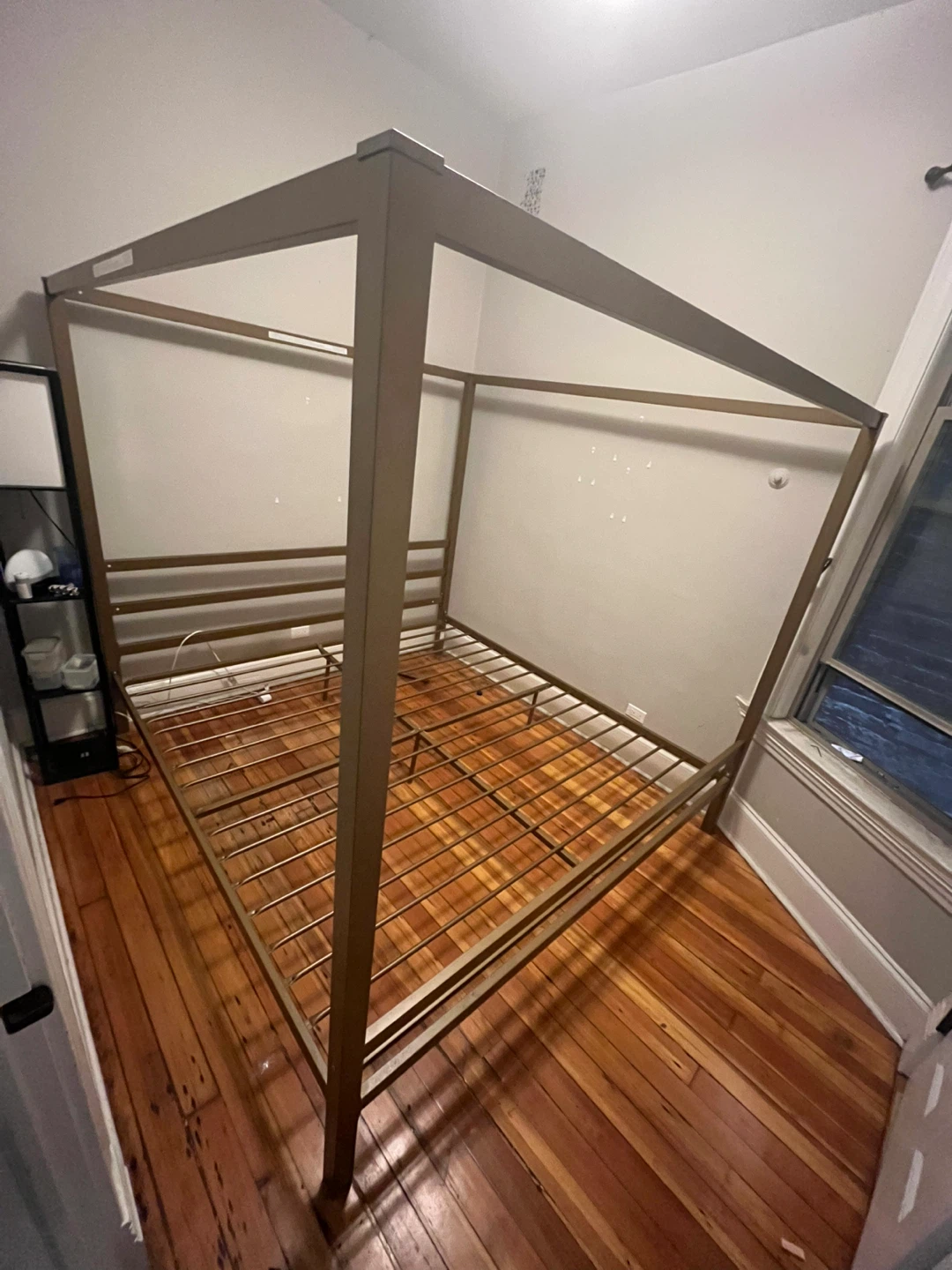 gold metal canopy bed frame - king - photo 2