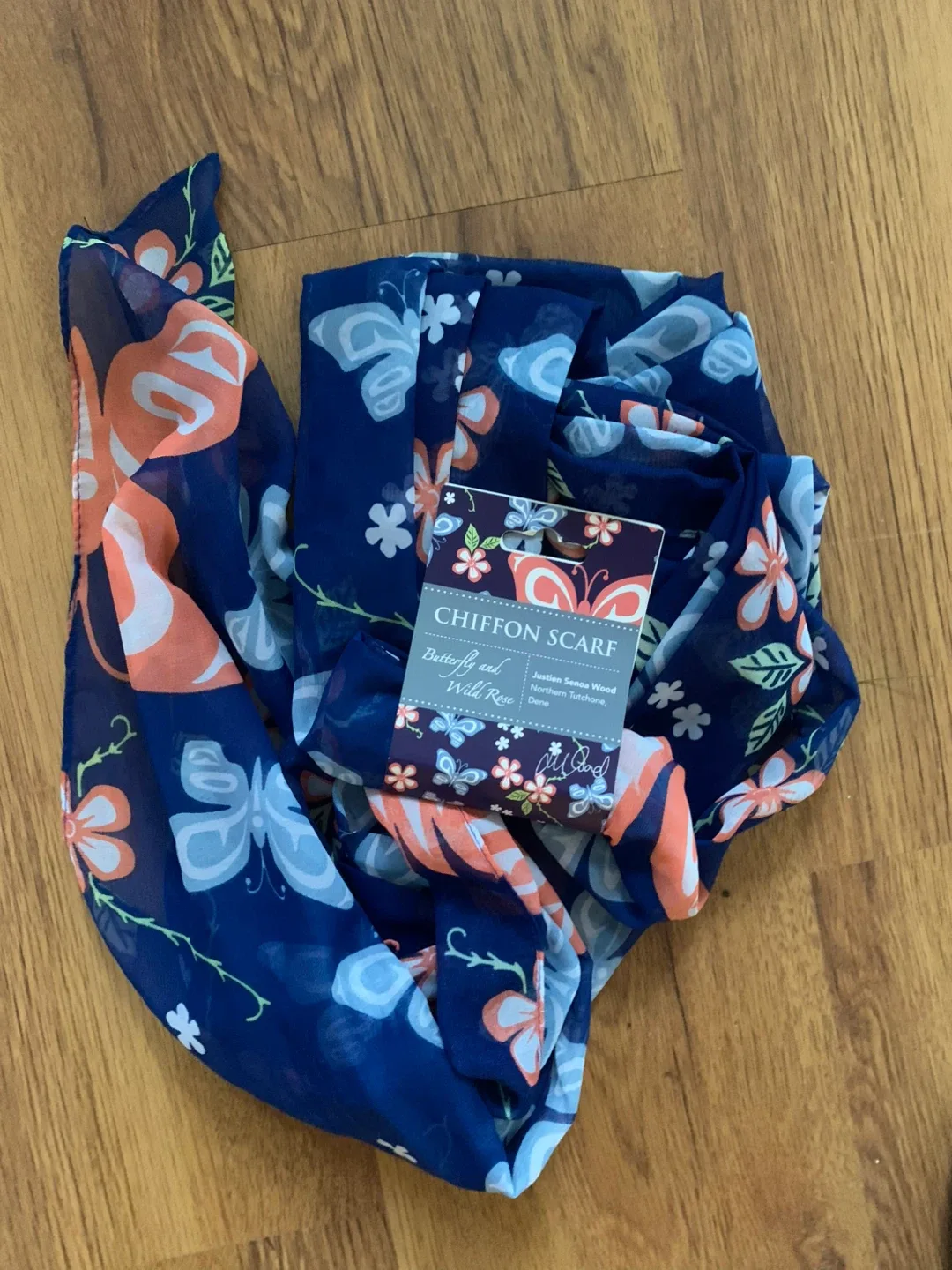 Native Origins Chiffon Scarf - Butterfly & Wild Rose