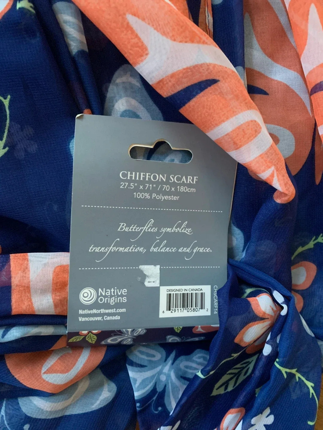 Native Origins Chiffon Scarf - Butterfly & Wild Rose image indicator(3)