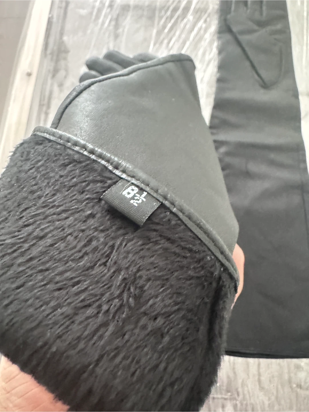 Black Leather Long Gloves - Size 8.5 - NEW - photo 4