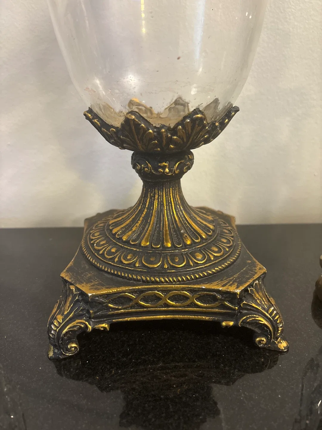 Ornate Vase and pair of Crystal Brass Candlestick Set