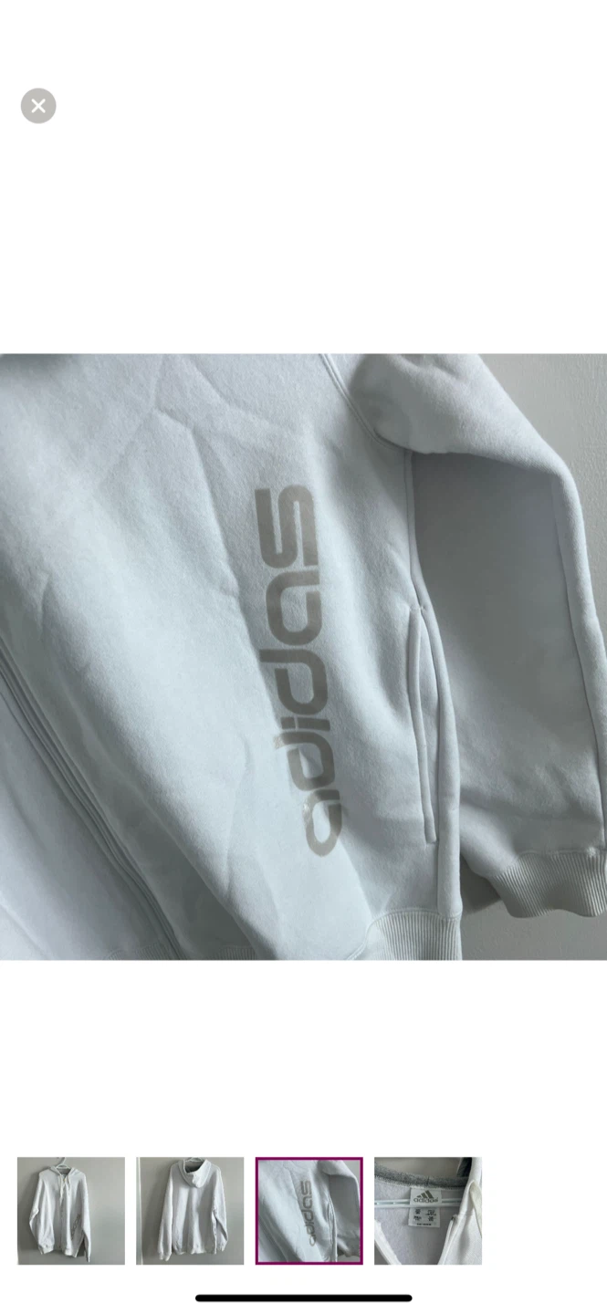 Y2K Adidas White Zip-Up Hoodie 2XL - photo 3