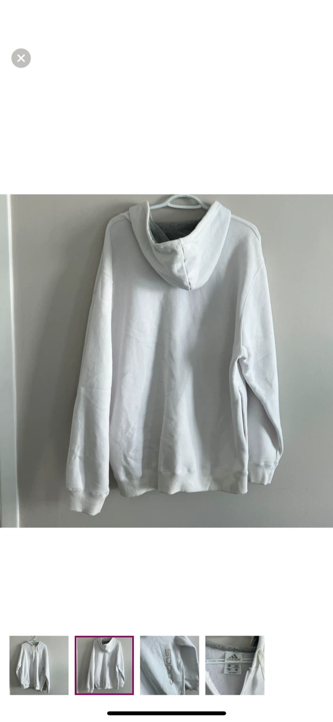Y2K Adidas White Zip-Up Hoodie 2XL - photo 2