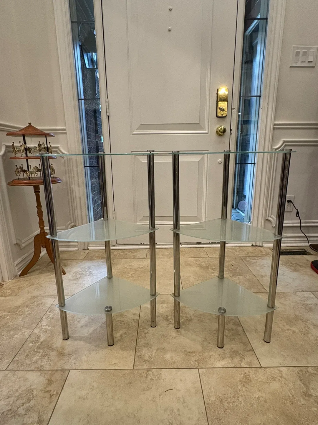 Glass and Chrome Corner Shelf
