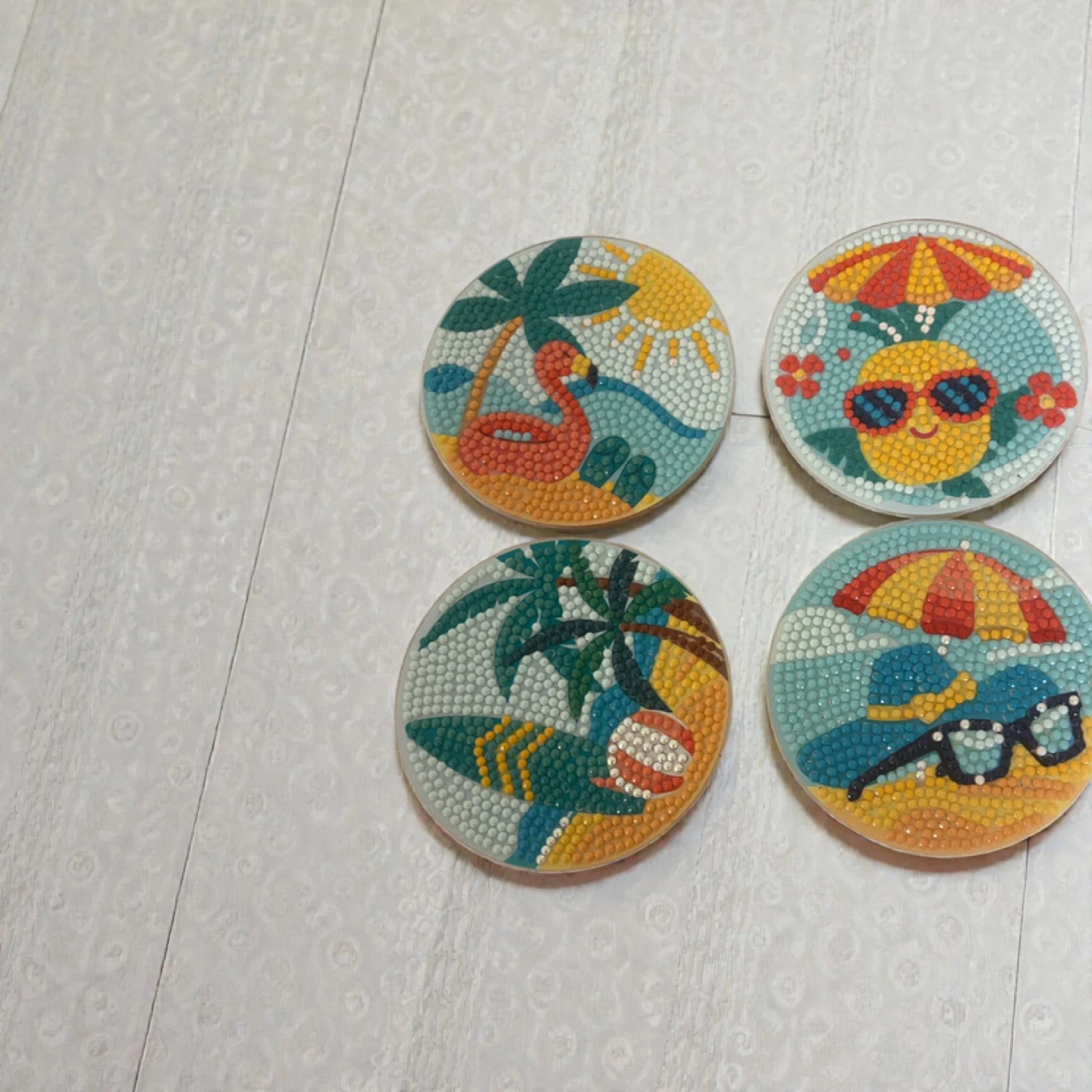 Set of 4 Summer Theme Diamond Art Coasters - photo 3