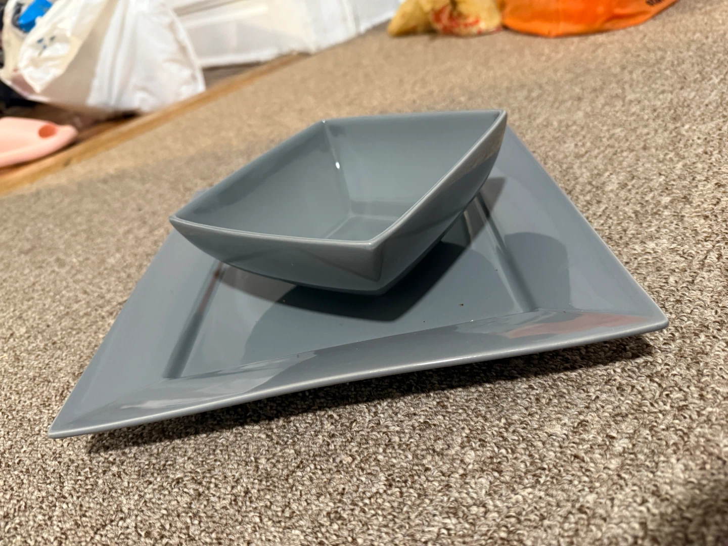 Gray Square Dinnerware Set of 4 (Bowl & Plate) - photo 2