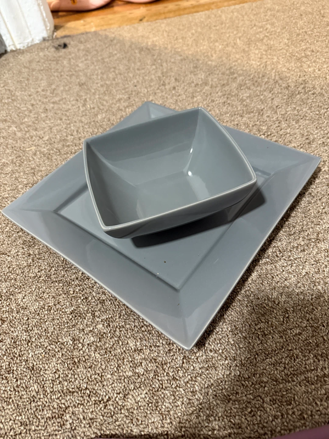 Gray Square Dinnerware Set of 4 (Bowl & Plate) - photo 3